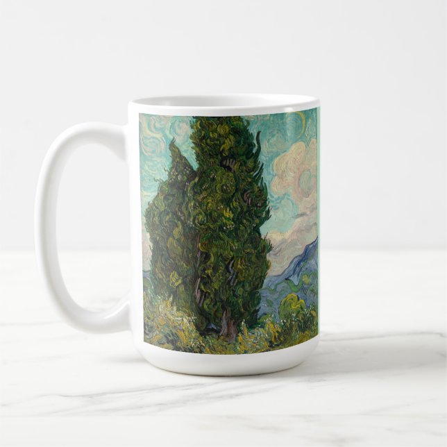 Caneca De Café Ciprestes por van Gogh (Esquerda)