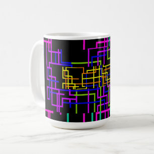 Caneca De Café Circuito Arco-íris Neon
