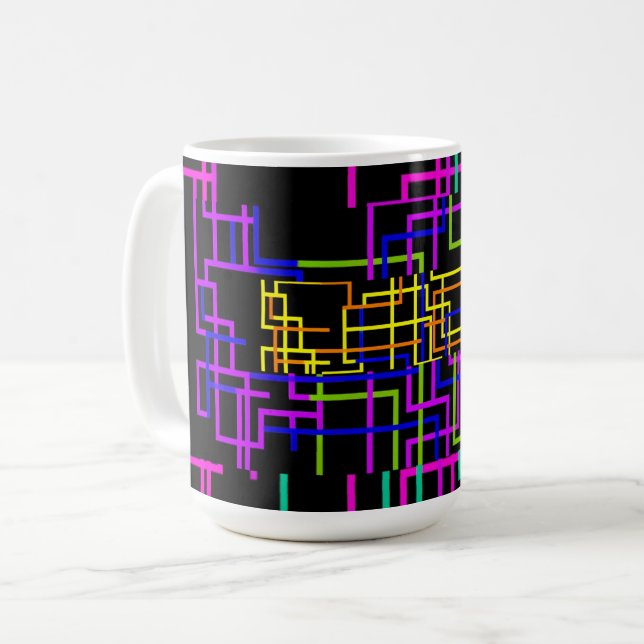 Caneca De Café Circuito Arco-íris Neon (Frente Esquerda)