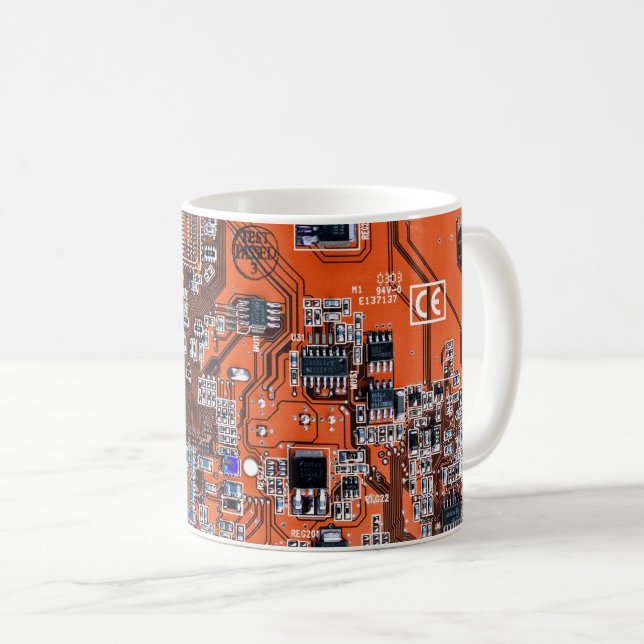 Caneca De Café Circuito Impresso Conjunto PCB Circuito Laranja Co (Frente Esquerda)