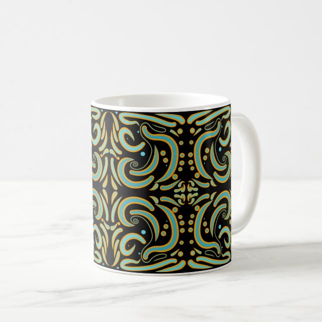 Caneca De Café Circular, Linear And Tapered Shapes Abstract Art (Frente Esquerda)