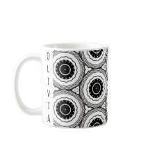 Círculo Abstrato branco preto Mandala - Mug padrão
