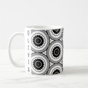 Caneca De Café Círculo Abstrato branco preto Mandala - Mug padrão