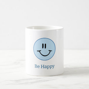 Caneca De Café Círculo Azul Fique Feliz Sorriso