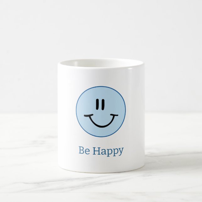 Caneca De Café Círculo Azul Fique Feliz Sorriso (Centro)