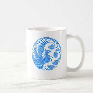 Caneca De Café Círculo azul tradicional de Phoenix no vermelho