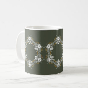 Caneca De Café Círculo de Abelhas Verde-oliva