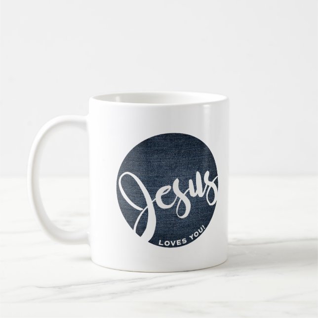Caneca De Café Círculo de Jeans Jesus Te Ama (Esquerda)