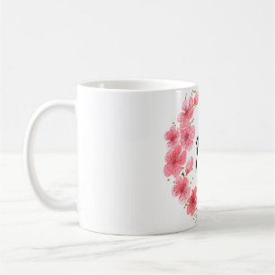 Caneca De Café Círculo de Suporte Floral e Dourado Pintado à Mão