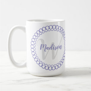 Caneca De Café Círculo Decorativo Roxo Personalizar Monograma Mu
