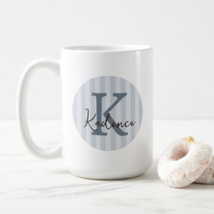 Caneca De Café Círculo Listrado de Qualquer Cor Monograma Persona