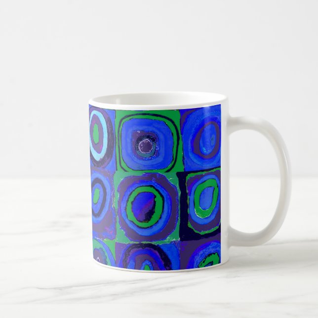 Caneca De Café Círculo Quadrado do Kandinsky Farbstudie Blue Quad (Direita)