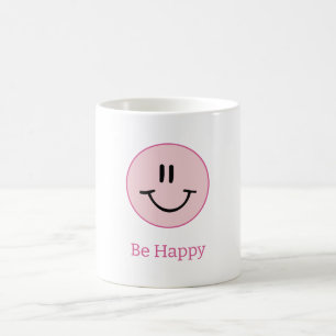 Caneca De Café Círculo Rosa Seja Feliz Sorriso