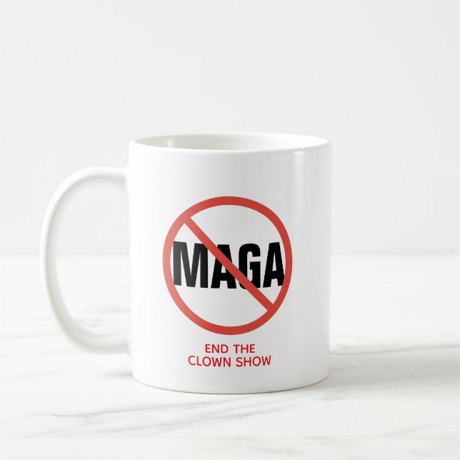 Caneca De Café Círculo Vermelho Sem Sinal Anti-MAGA Opinião Polít (Esquerda)