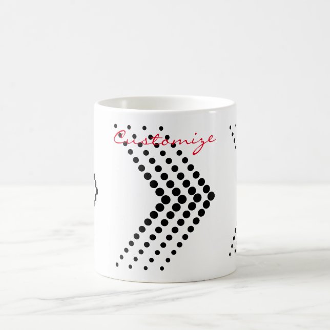 Caneca De Café Círculo Zigzag Chevron de meia-tona abstrato (Centro)