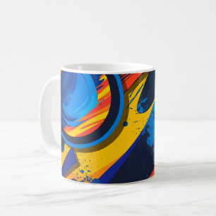 Caneca De Café Círculos Abstratos Dinâmicos com Cores Ousadas