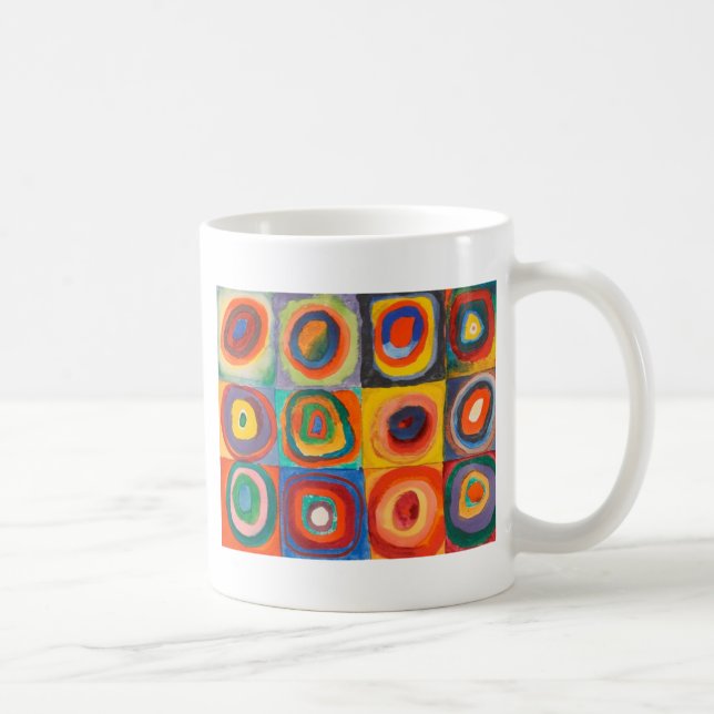 Caneca De Café Círculos Concentrados Quadrados de Kandinsky (Direita)