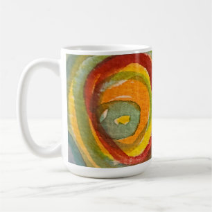 Caneca De Café Círculos Concêntricos em Aquarela Arte Abstrata