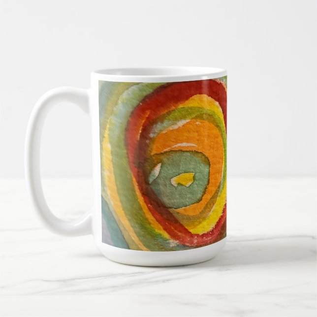 Caneca De Café Círculos Concêntricos em Aquarela Arte Abstrata (Esquerda)