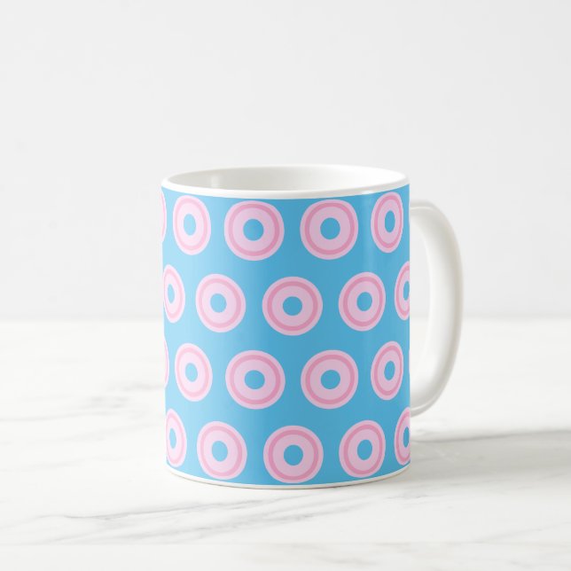 Caneca De Café Círculos cor-de-rosa Simples, Azul Mínimo Limpo (Frente Esquerda)