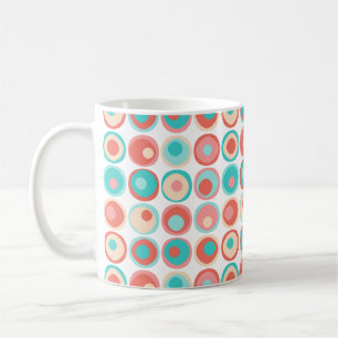 Caneca De Café Círculos de Aqua Coral