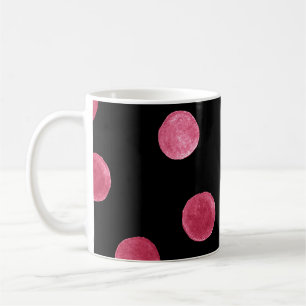 Caneca De Café Círculos de Aquarela Padrão Preto de Fundo