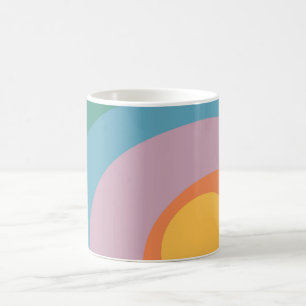Caneca De Café Círculos de estilo retrô multicolorido