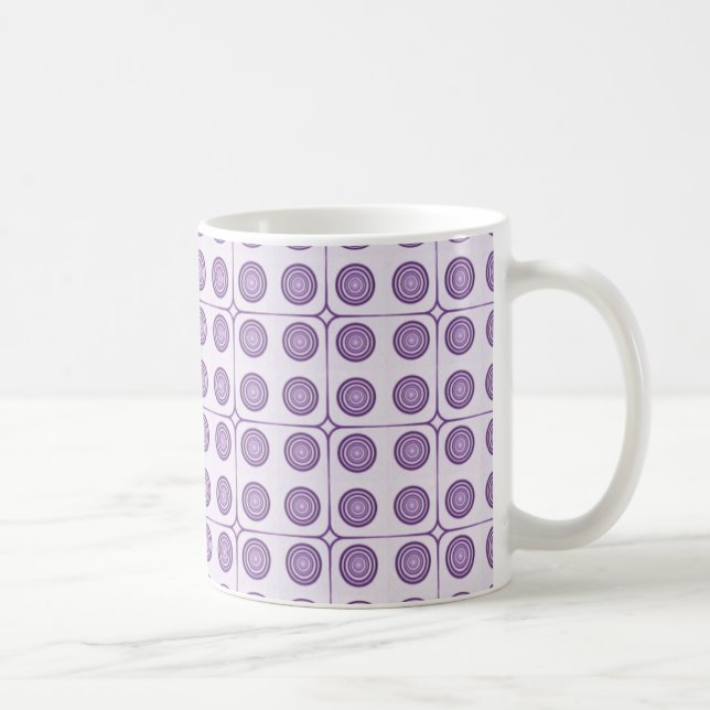Caneca De Café Círculos de Gráfico Retroativo Mug, Violet (Direita)