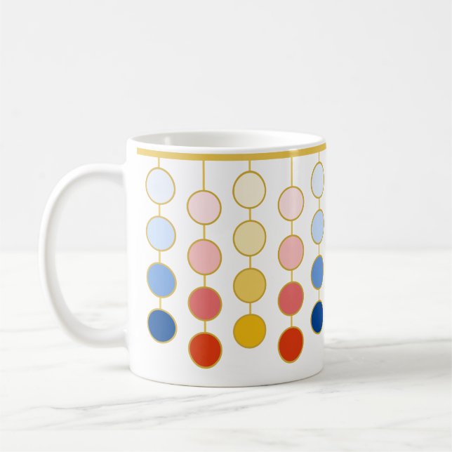 Caneca De Café Círculos de Pano Amarelo Vermelho Azul (Esquerda)