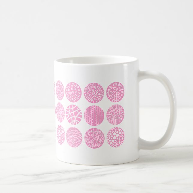 Caneca De Café Círculos decorativos - Rosa e Branco (Direita)