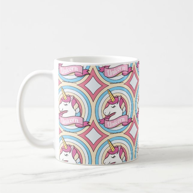 Caneca De Café Círculos do Rainbow Unicorn (Esquerda)