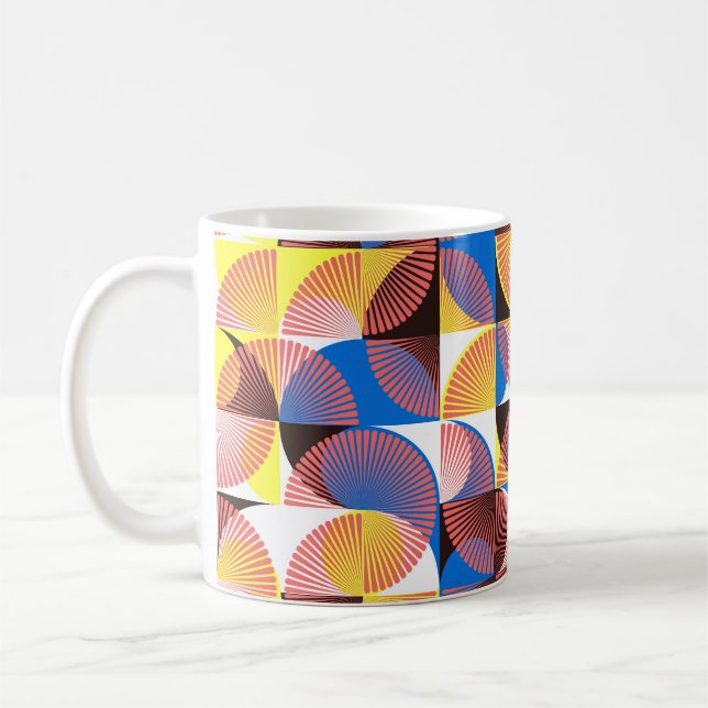 Caneca De Café Círculos do século médio, listras, azulejos de col (Esquerda)