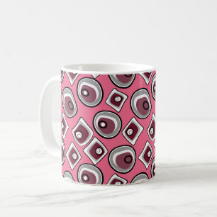 Caneca De Café Círculos e anéis multicoloridos retrô anos sessent