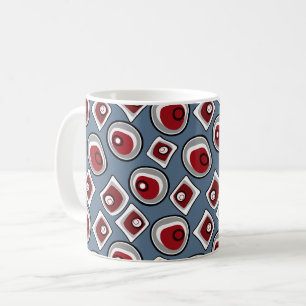 Caneca De Café Círculos e anéis multicoloridos retrô anos sessent