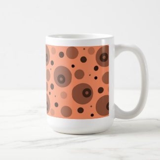 Caneca De Café Círculos e Pontos Laranja e Marrom