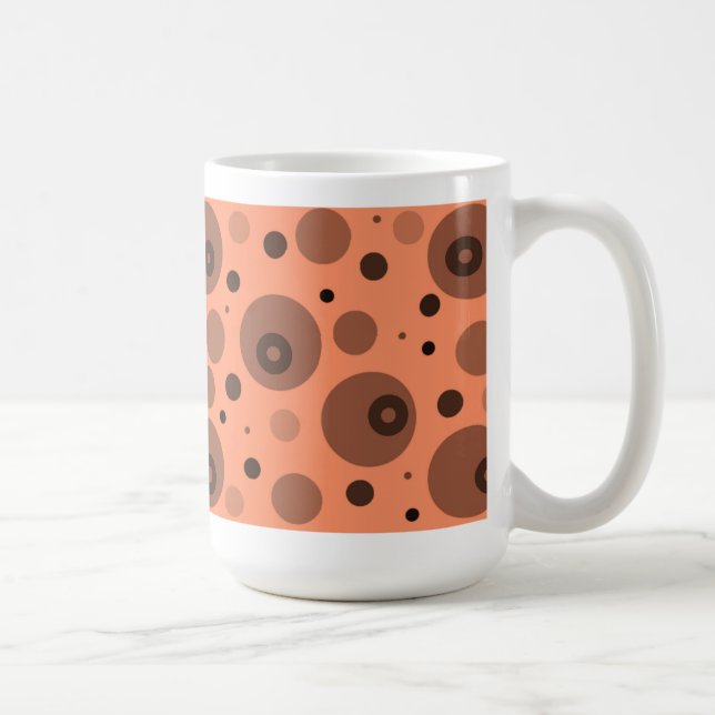 Caneca De Café Círculos e Pontos Laranja e Marrom (Direita)