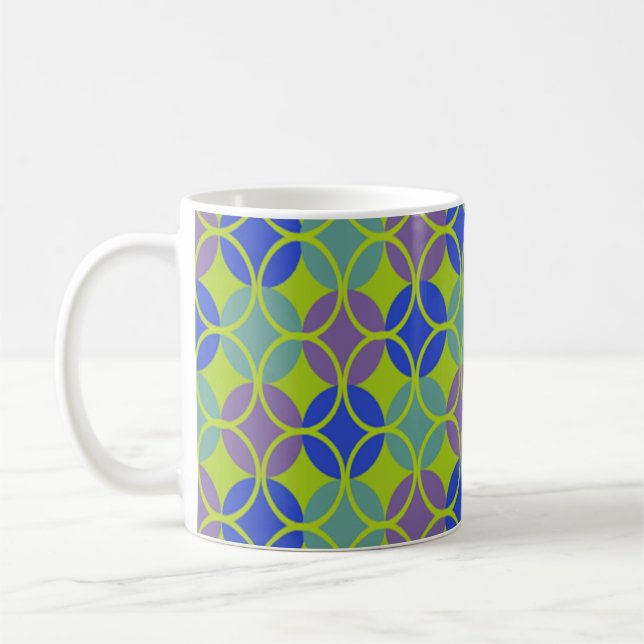 Caneca De Café Círculos em Círculos - Azul, Verde, Roxo (Esquerda)