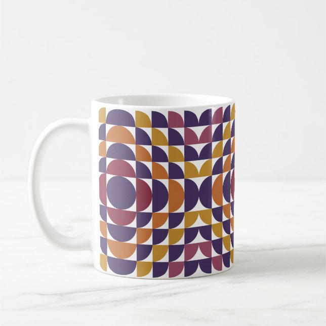 Caneca De Café Círculos Geométricos Retroativos | Médio século (Esquerda)