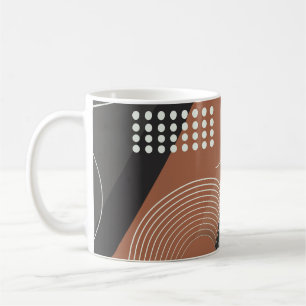 Caneca De Café Círculos, Linhas e Pontos Coloridos de Abstrato