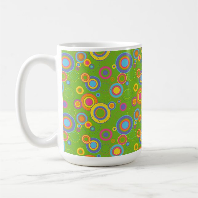 Caneca De Café Círculos Mod Retro em Verde (Esquerda)