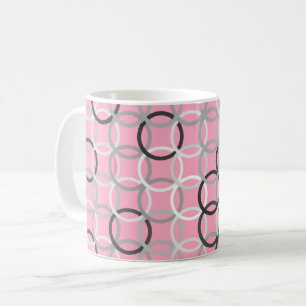 Caneca De Café Círculos modernos do século médio, cor-de-rosa 