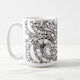 Caneca De Café Círculos Ondulados e Tortos Quadrado Desenho Abstr