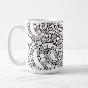 Caneca De Café Círculos Ondulados e Tortos Quadrado Desenho Abstr