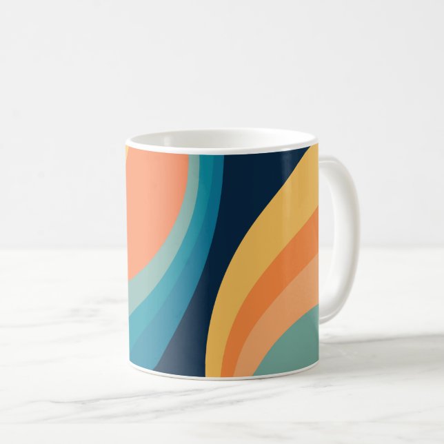 Caneca De Café Círculos retrorreflectores coloridos design (Frente Esquerda)