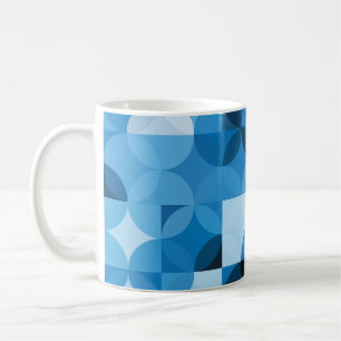 Caneca De Café Círculos Sem Costura: Abstrato Azul Vintage