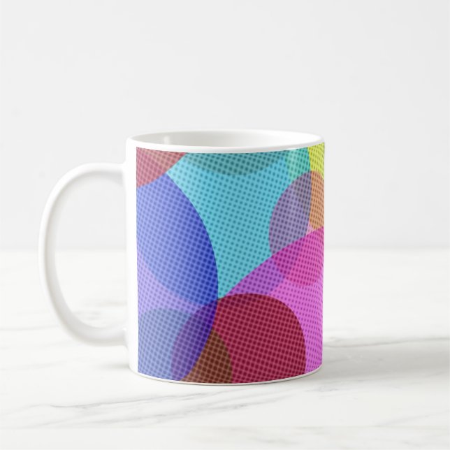 Caneca De Café Círculos Sobrepostos Arte Abstrata Colorida (Esquerda)