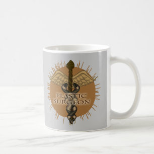 Caneca De Café Cirurgião plástico Caduceus Cinza Ringer Mug