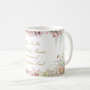 Caneca De Café cisne floral com texto personalizado MOM TO BE chá