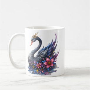 Caneca De Café Cisne Lua Coroada – Guardião do Lago Silencioso.