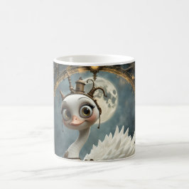 Caneca De Café Cisne Mecânico ao Luar – Guardião de Sonhos Curios